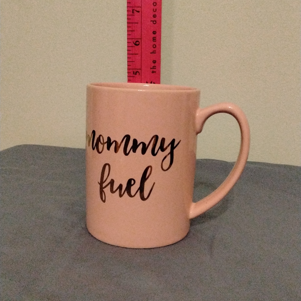 "Mommy Fuel" soft pink coffee mug with metallic gold graphic New!